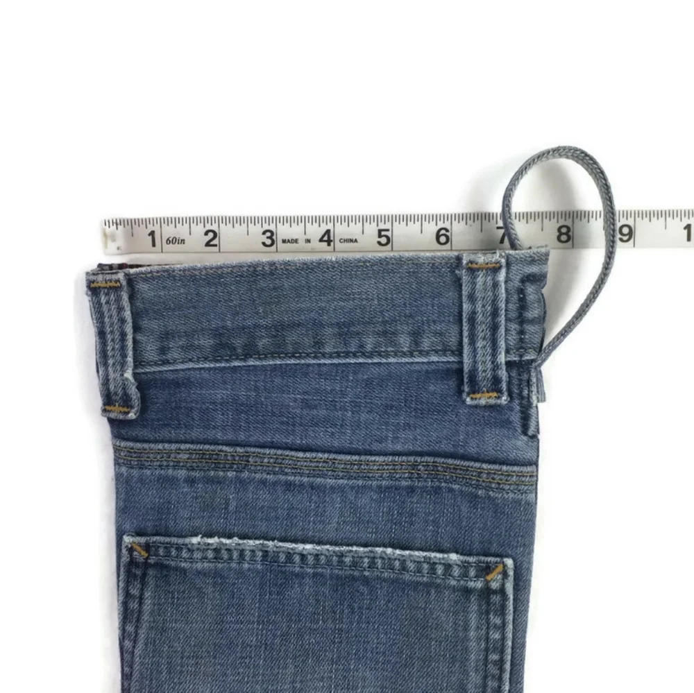Hand Made Upcycled Denim Christmas Stocking Plaid Toe Heel 17” Rustic Lined